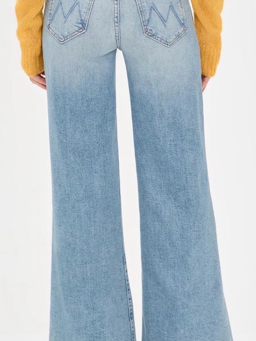 MOTHER the hustler roller sneak Light Blue Wide-Leg High-Rise Jeans